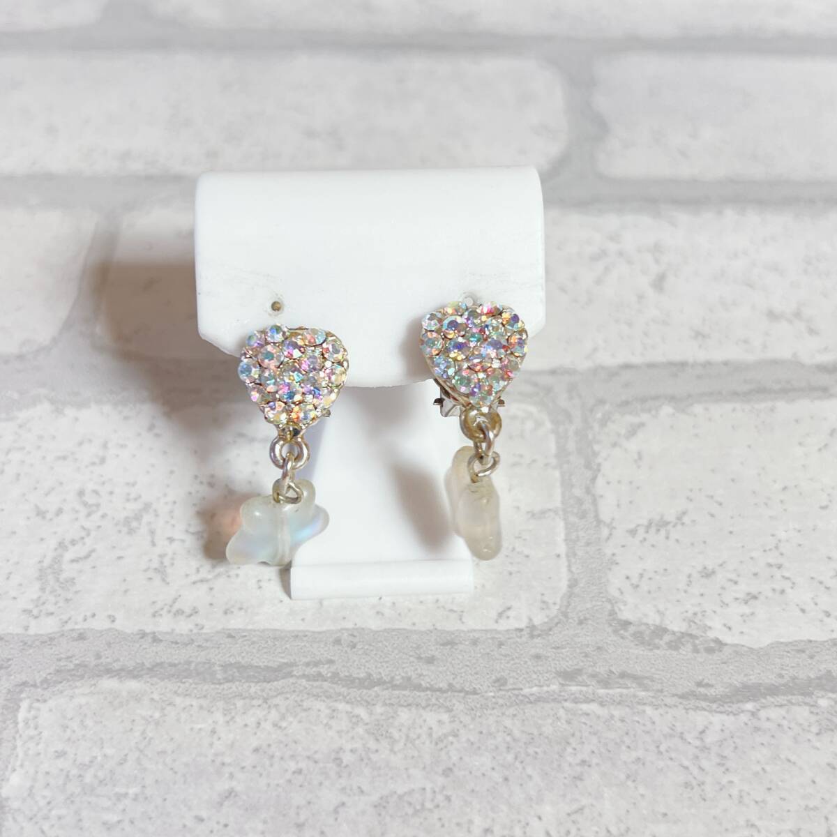 イヤリング silver シルバー ハート ビジュー 星 スター アンティーク ヴィンテージ EL-0230拍卖