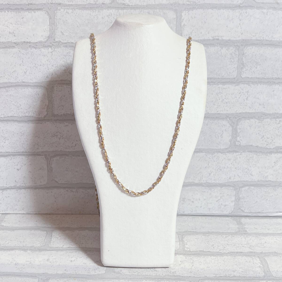 ネックレス gold ゴールド シルバー コンビ チェーン アンティーク ヴィンテージ EL-0354拍卖