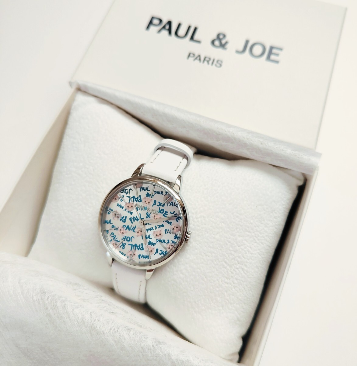 新品 未使用 PAUL & JOE ポールアンドジョー SUMMER サマー ねこ ネコ 猫 腕時計 レディース シルバー ホワイト 白 クォーツ 拍卖