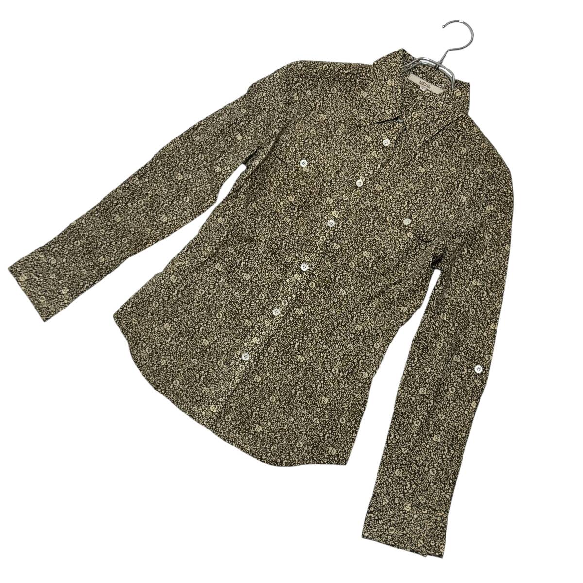 良品 MICHAEL KORS マイケルコース 総柄 2way ブラウス シャツ 4 茶系 レディース 送料185円 25-0421拍卖