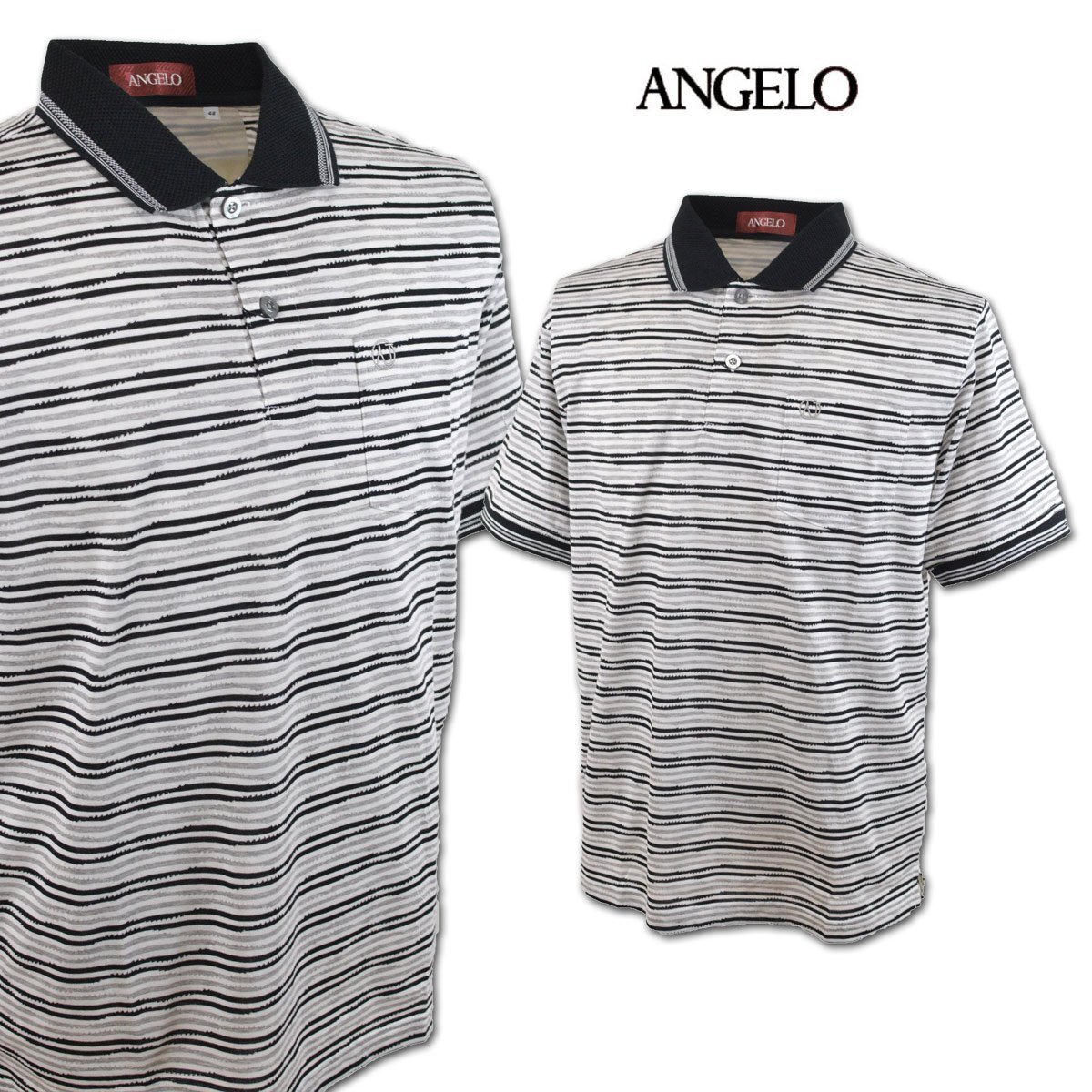 30%OFF【アンジェロ】メンズ 半袖ポロシャツ L(48) 白×グレー 31-2803-04-35 ANGELO カジュアル ゴルフ おしゃれ かっこいい 高級素材 @拍卖