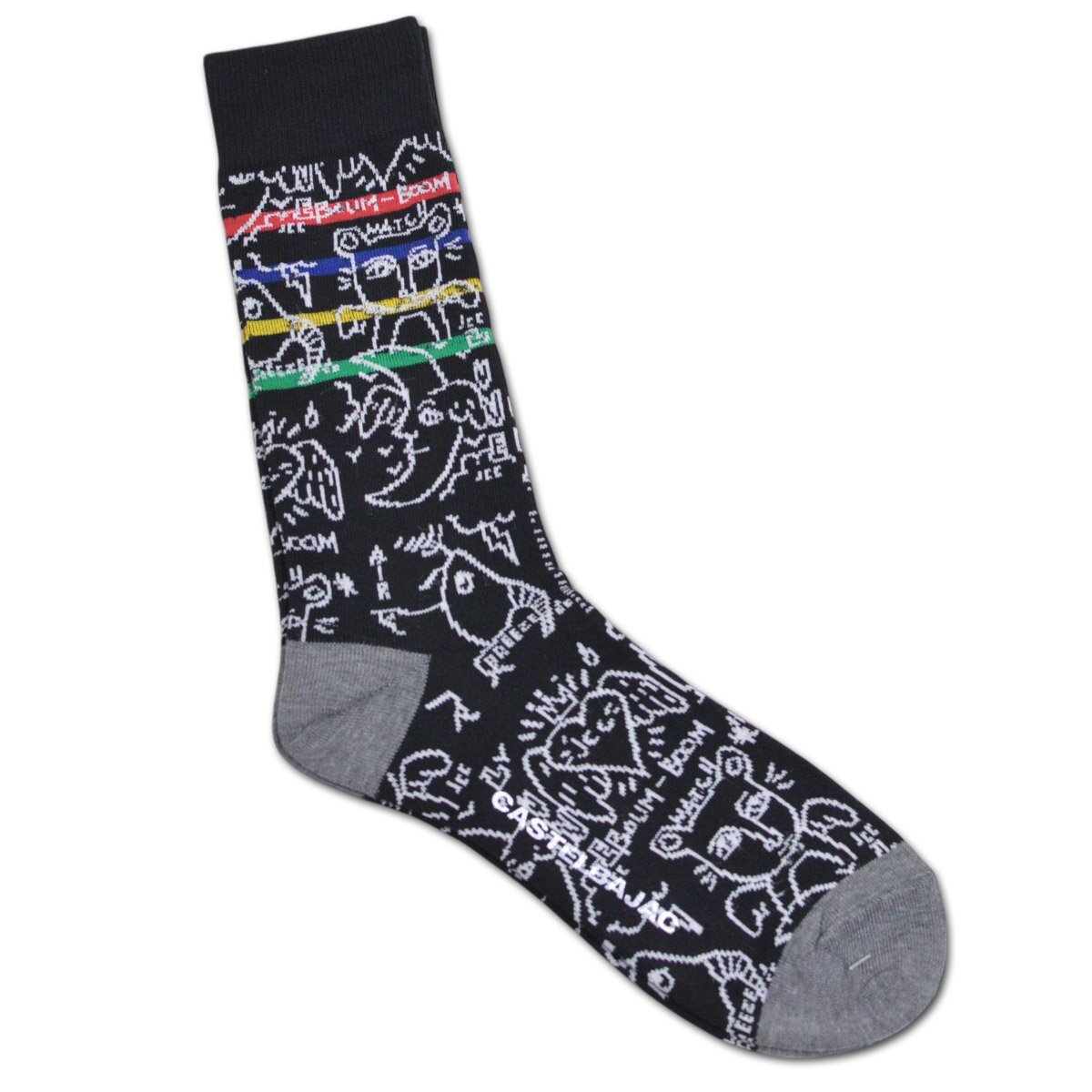 2025新作【カステルバジャック】メンズ 靴下 ソックス 黒 7215193180-99 CASTELBAJAC カジュアル ゴルフ メール便可 ポップ おしゃれ @拍卖