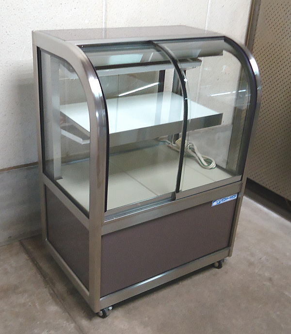 ★中古 業務用 OHO大穂 カウンター型 対面型 壁付型 両面扉 前扉 後扉 冷蔵ショーケース 冷蔵庫 OHGU-Sf-700W 茶色 作動良好 現状品 ケーキ拍卖