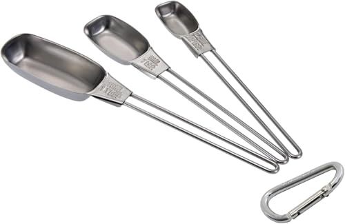 CASUAL PRODUCT 細い容器からもすくいやすい メジャースプーン 3pcs カラビナ付 コンパクトに収納 長方拍卖