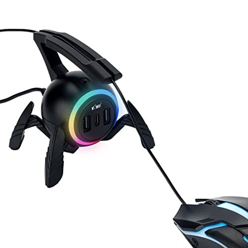 KIWIFOTOS マウスバンジー コードホルダー マウスケーブルホルダー 取り出し可能な柔軟なアーム付き 有線マウス適拍卖