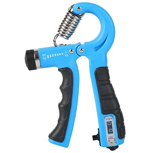 fogman 握力トレーニング 5-60kg 負荷調節 大人 子供 握る リハビリ 筋トレ カウンター付 (ブルー)拍卖