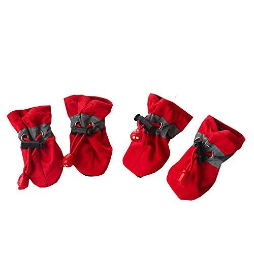 ルナリ ペット用シューズ 犬用靴 愛犬のお散歩 肉球保護 (7号 レッド)拍卖