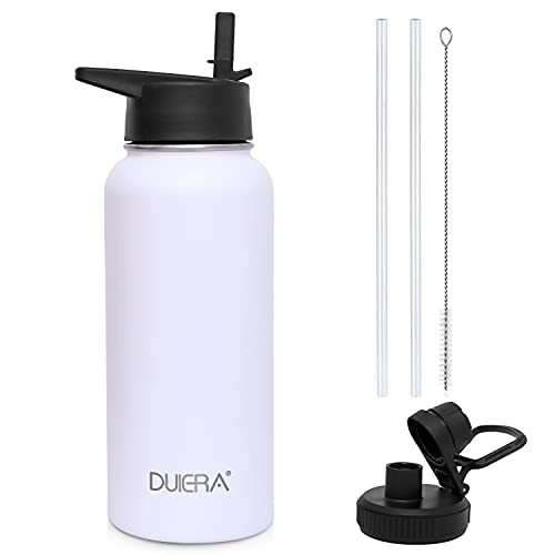DUIERA 水筒 1リットル | 1000ml ステンレスウォーターボトル | 高保温・保冷性能 | ストロー&リーク拍卖