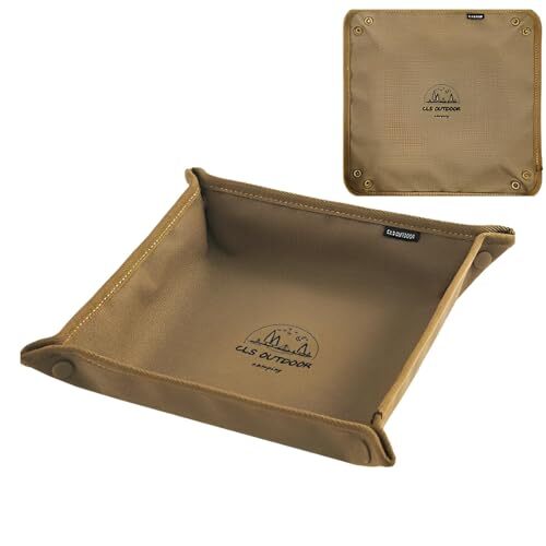 fogman マルチトレイ 小物入れ キャンプ アウトドア 雑貨 コンパクト 収納 防水 折りたたみ (カーキ 25×2拍卖