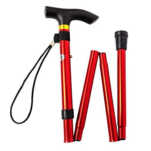 Free Duck 折りたたみ杖 折りたたみ ステッキ 杖 軽量 アルミ 長さ5段階調節 全6色 (レッド)拍卖