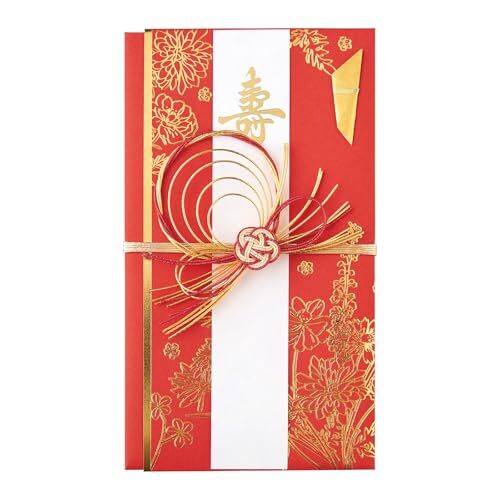 マルアイ 祝儀袋 結婚式 デザイン 洋風 百花 金封 赤 1枚 キ8R拍卖