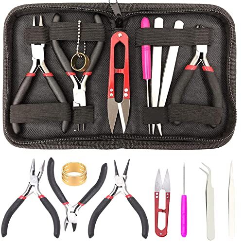KEWAYO ジュエリー制作ツール 手芸ツール 8点セット 金具 平ペンチ 丸ペンチ ニッパー ピンセット 目打ち 糸切拍卖