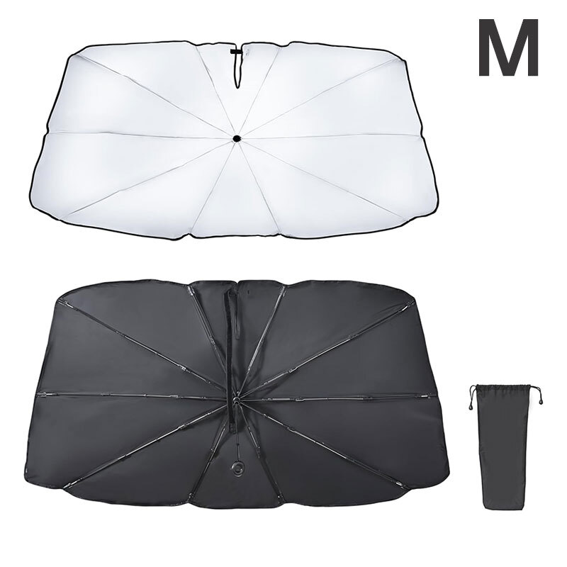 ワンタッチサンシェード M 傘型サンシェード ブラック フロント用 収納袋付 H720mm×W1380mm×D400mm セイワ Z116拍卖