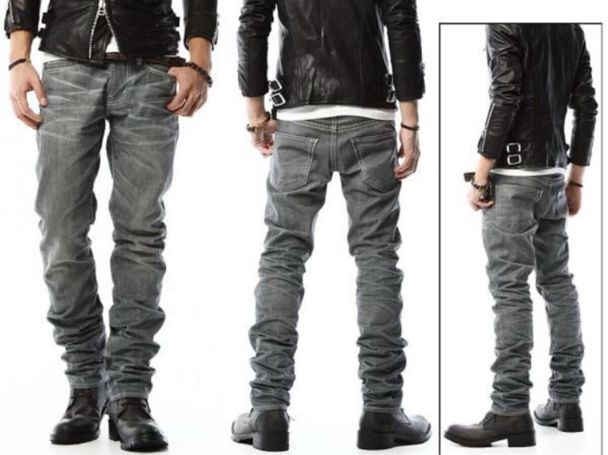 新品未使用VJP2058 w32日本製Made in Japan【VANQUISH グレーデニムタイトフィットストレート】ジーンズ ジーパン ジッパーフライ 紳士拍卖