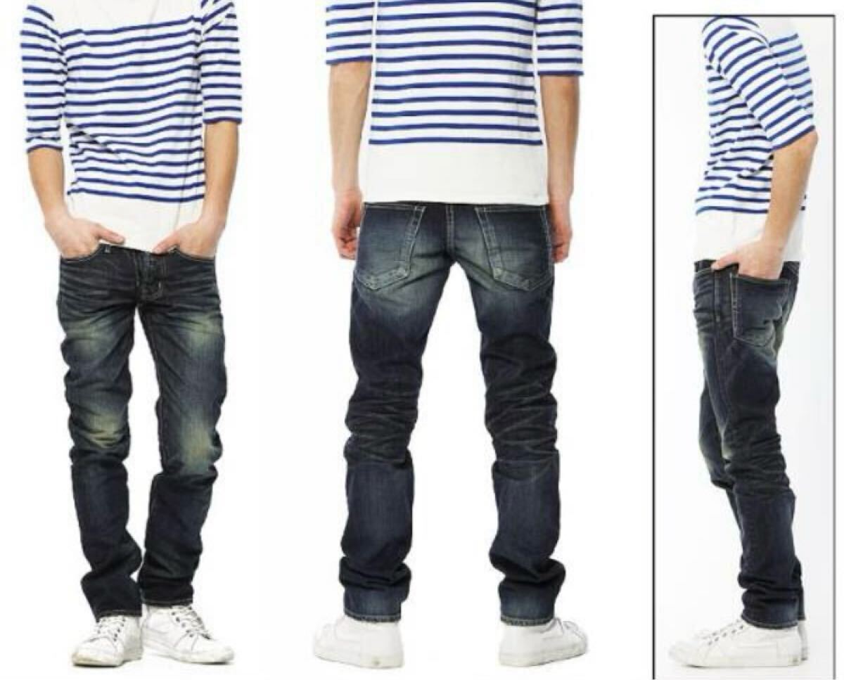 新品未使用VJP2033 w26日本製Made in Japan【VANQUISH ヴィンテージタイトフィットストレートデニム】ジーンズボタンフライ メンズ 紳士拍卖