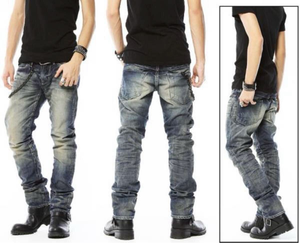 新品未使用VJP2035 w32日本製Made in Japan【VANQUISH ヴィンテージ タイトフィットストレートデニムブルー】ジーパンジーンズメンズ紳士拍卖