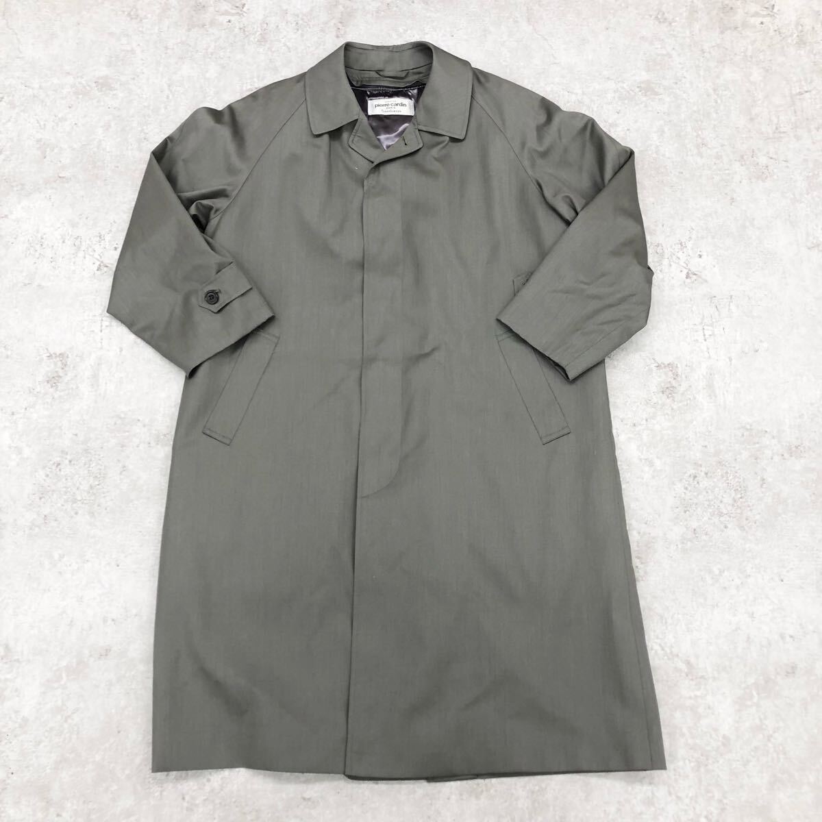 1750〓 pierre cardin ピエールカルダン ロングコート メンズA5 グレー アウター 上着 ライナーあり ライナー脱着可能 比翼仕立て拍卖