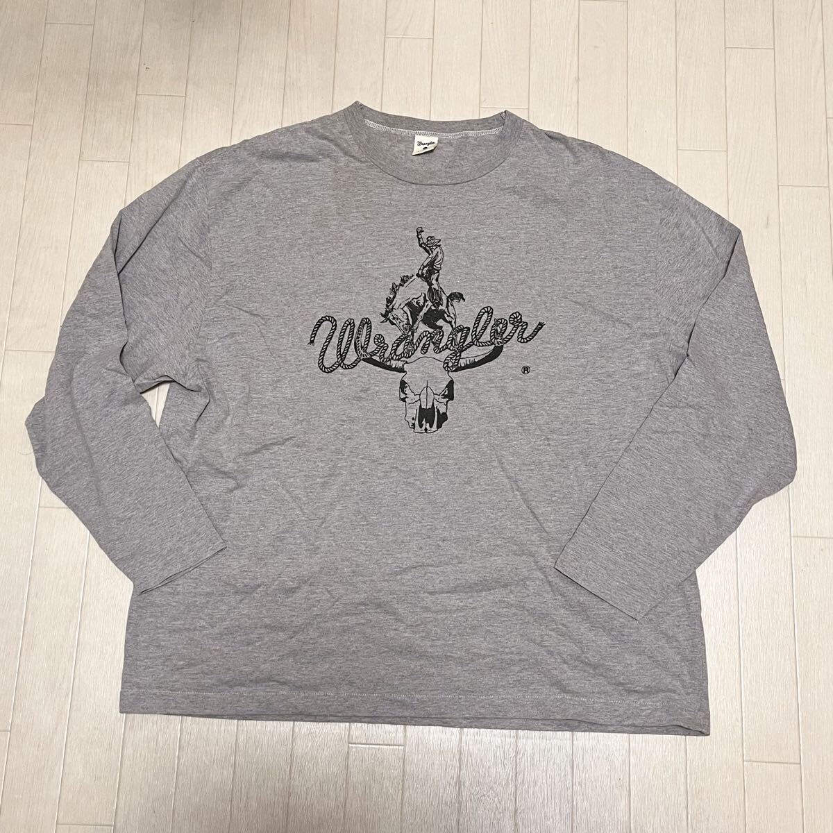 和729★ Wrangler ラングラー 長袖 Tシャツ プリント ロンT 3L グレー メンズ 大きいサイズ ビッグ拍卖