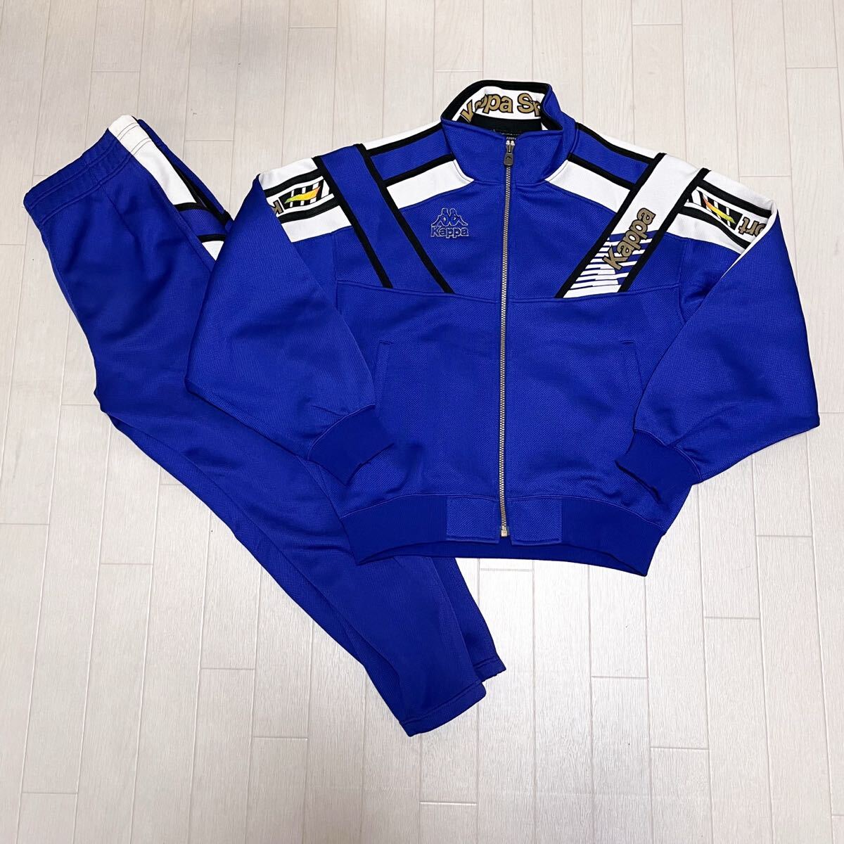 和730★① Kappa カッパ ジャージ セットアップ ジップアップブルゾン パンツ スポーツウェア S ブルー メンズ拍卖