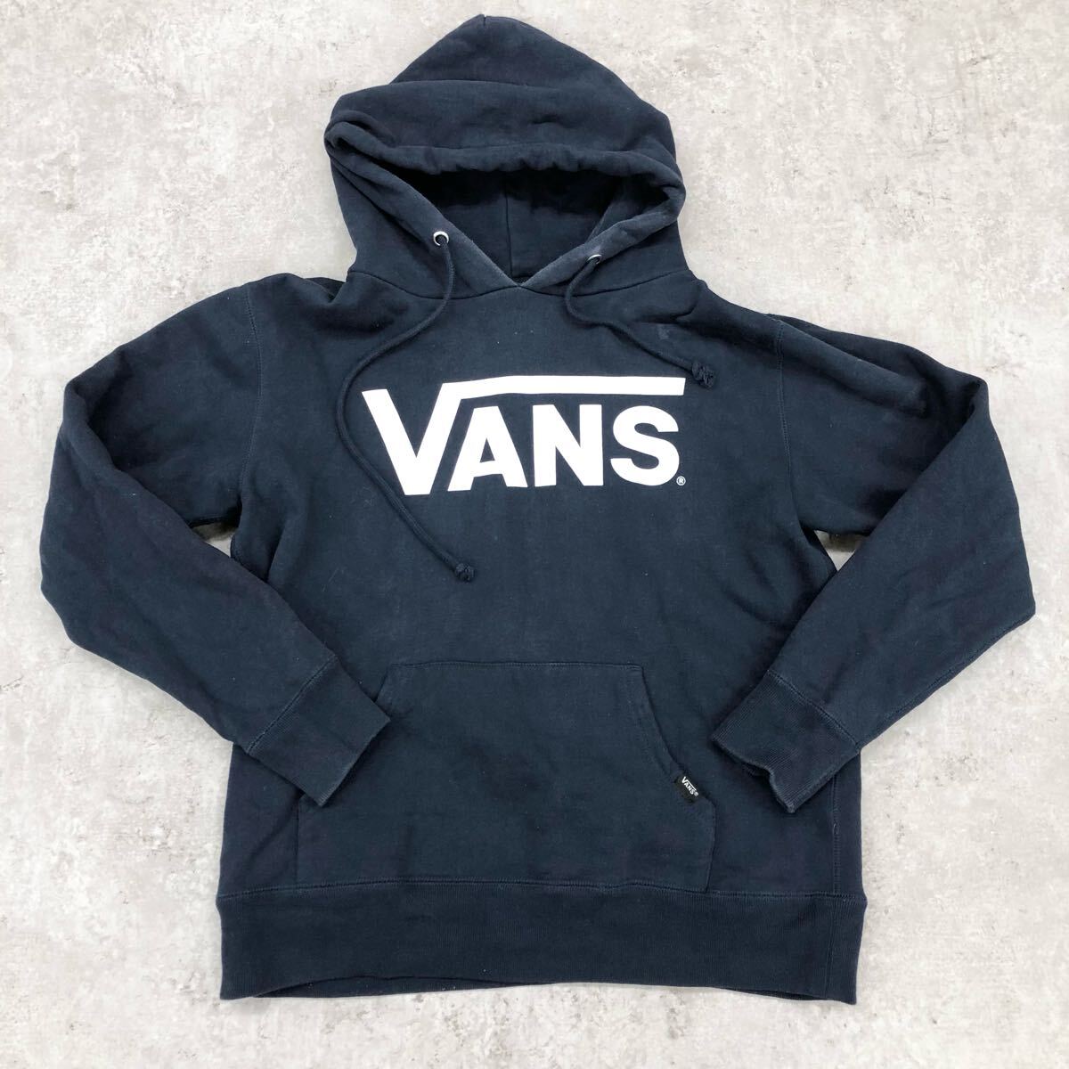 1753〓 VANS バンズ ヴァンズ スウェットパーカ メンズ サイズM ダークネイビー トップス プルオーバー フーディ 裏起毛 カジュアル拍卖
