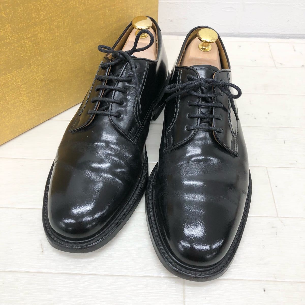 1758〓 箱付き REGAL リーガル レザーシューズ メンズ サイズ24.5 ブラウン ビジネスシューズ 外羽根 プレーントゥ 靴 シューズ拍卖