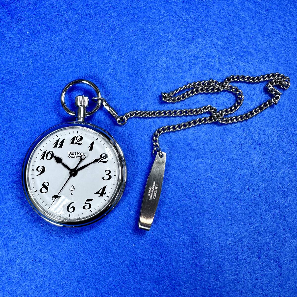 【稼働美品】SEIKO セイコー クォーツ 懐中時計 7550-0010 鉄道時計 Cal.7550A 75系 シリアル 521959 ポケットウォッチ ヴィンテージ拍卖