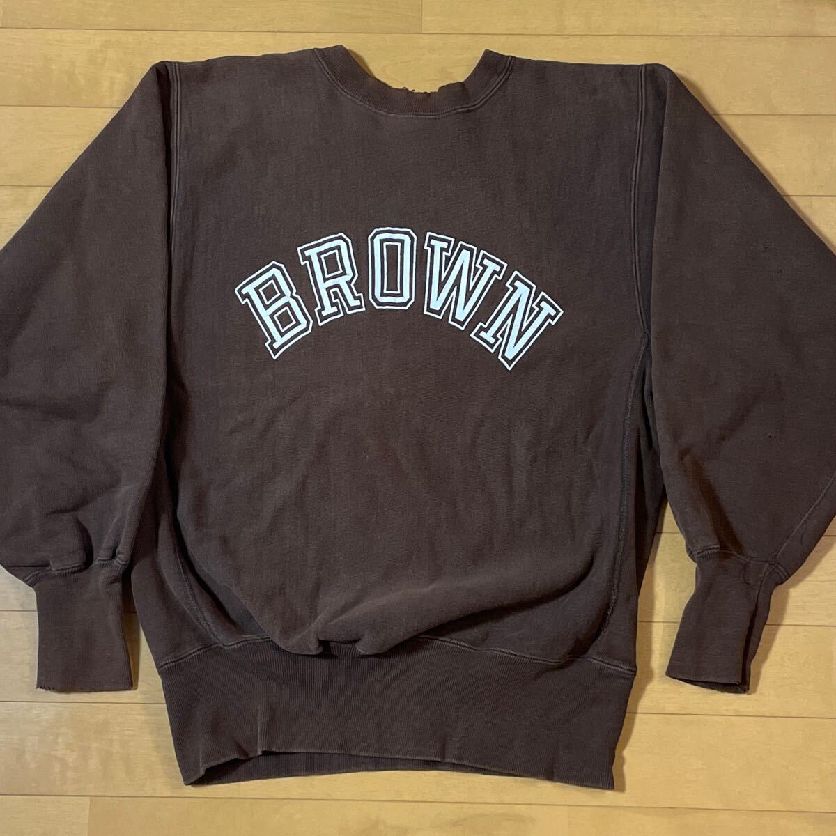 ブラウン BROWN チャンピオン リバースウィーブ スウェット USA製 ビンテージ Champion 90s拍卖