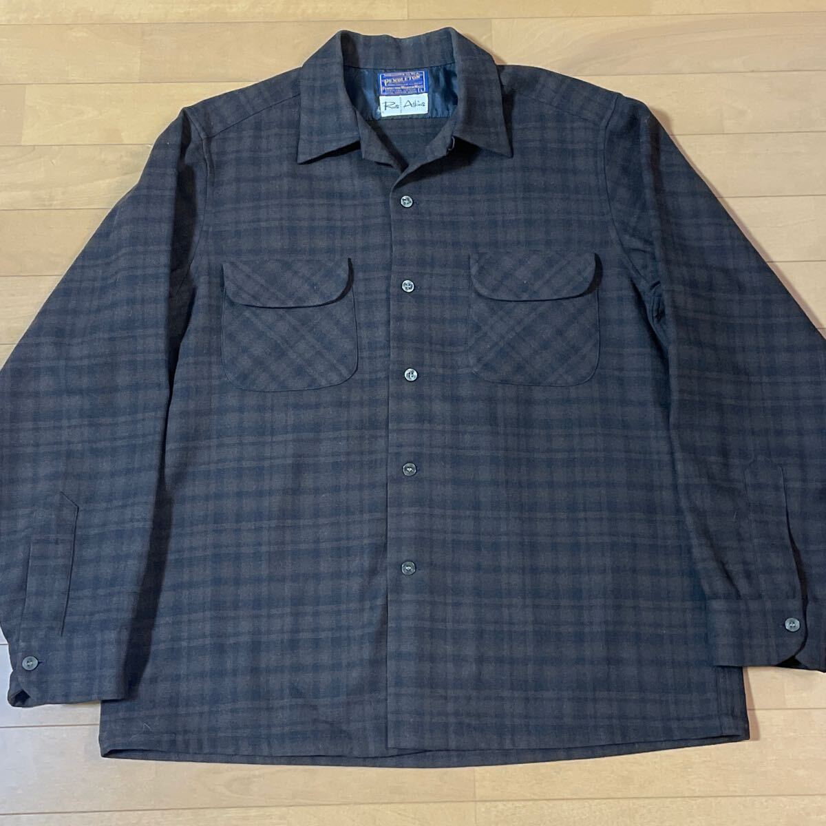 極上 L 茶 黒 pendleton ウール ボードシャツ チェック USA製 ビンテージ オンブレ ペンドルトン 50s 60s拍卖