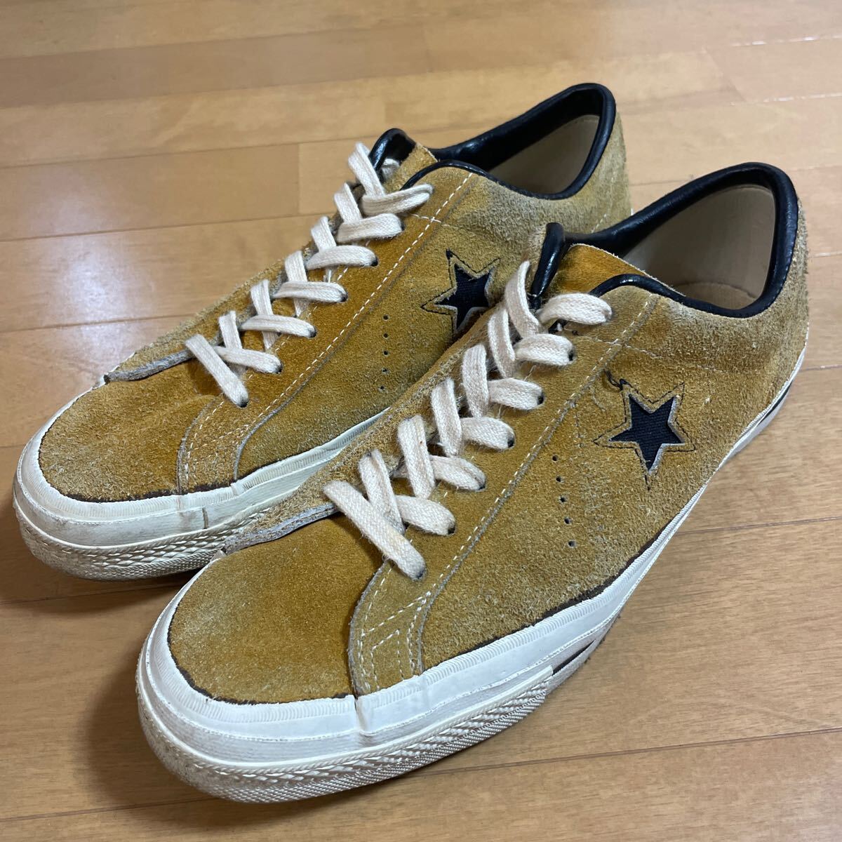 GOLD converse ワンスター オリジナル ビンテージ USA製 70s スニーカー コンバース US9 チャックテイラー オールスター カラシ スエード拍卖