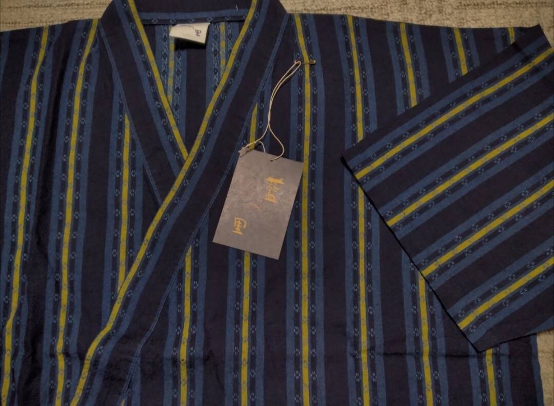 岡山 井原 日本製 藍の里 作務衣 ガウン Fサイズ 綿100% 最高級 紺 和装 和服 甚平 法衣 袈裟 仏教 装束 仏具 威儀 職人 倉敷 児島 201 拍卖