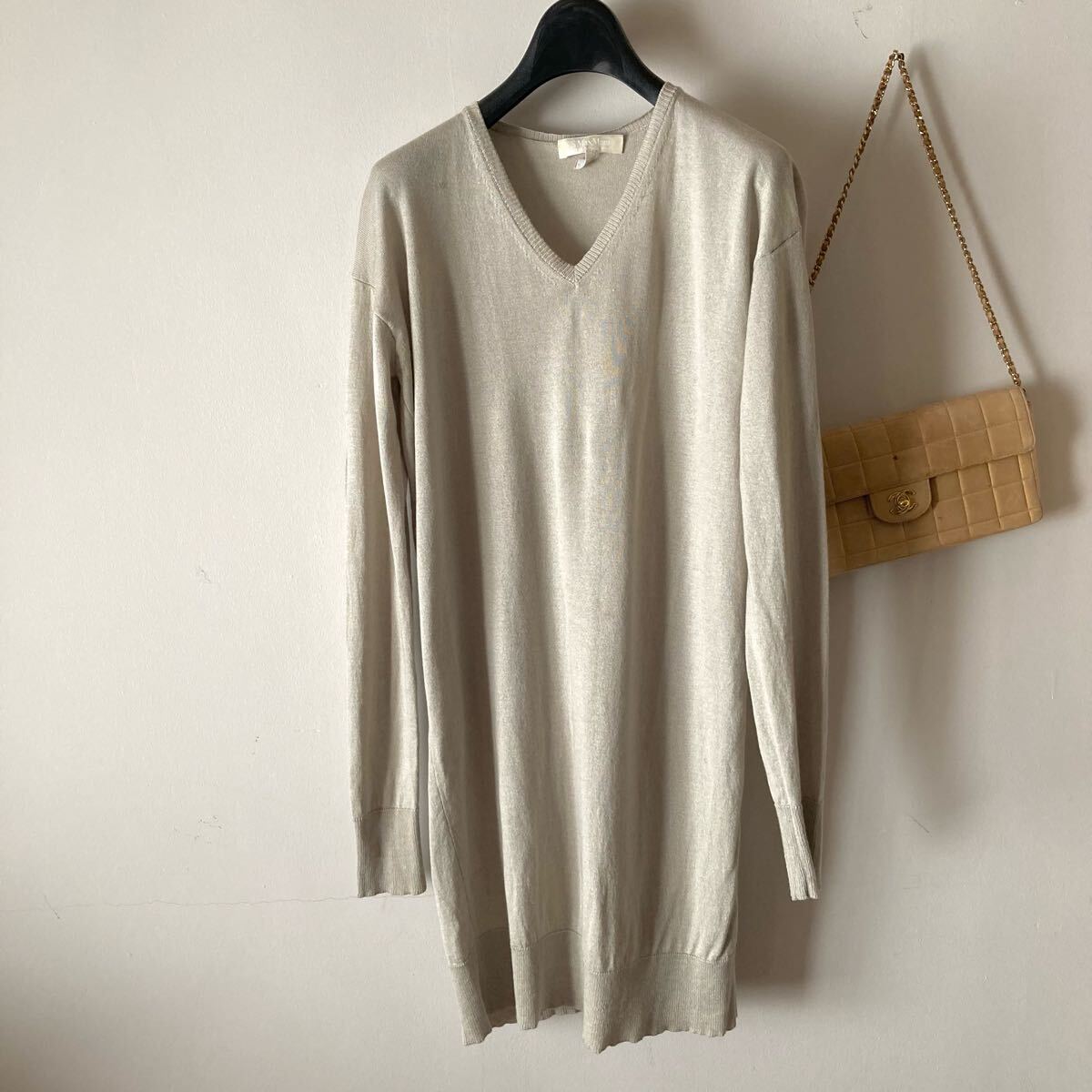 'Sマックスマーラ*上質カシミヤシルク Vネック ハイゲージニットワンピース*グレージュ拍卖