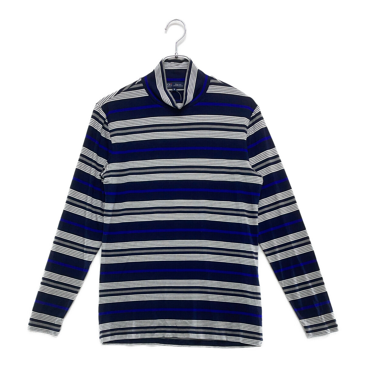 coco 中古【SALE】 23区GOLF メンズ 長袖シャツ M 紺 ネイビー ハイネック ボーダー レターパックプラス発送可 101038拍卖