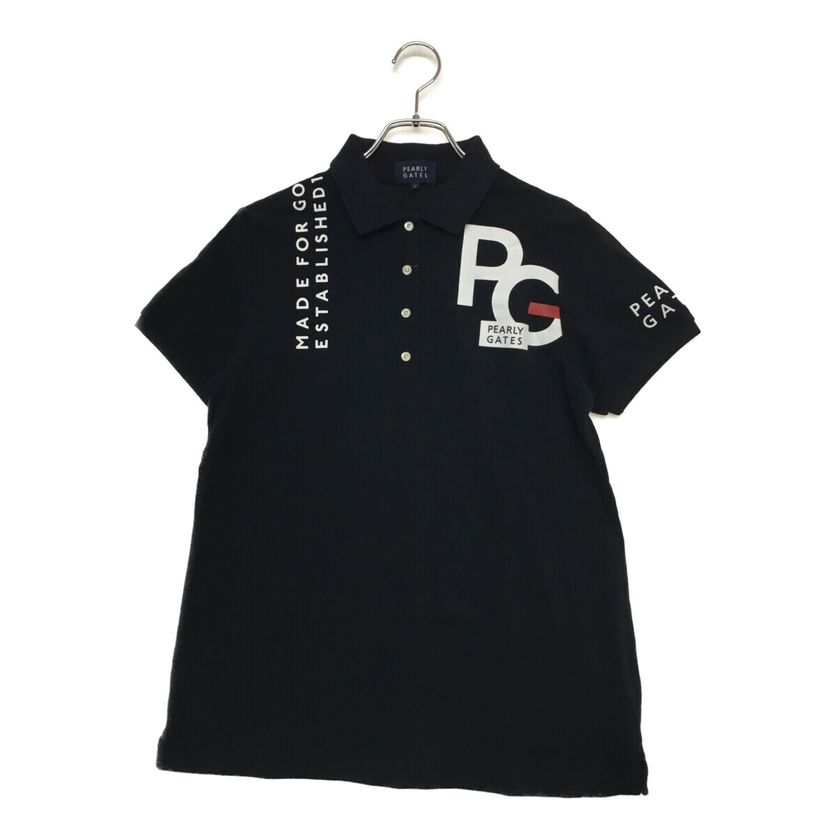 coco 中古【SALE】パーリーゲイツ PEARLY GATES レディース 半袖ポロシャツ 2(L) 紺 ネイビー レターパックプラス発送可 99340拍卖