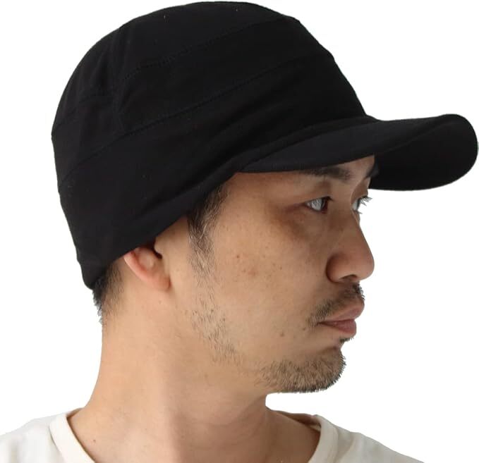 <Lサイズ><ブラック>Regnuu コットン 鹿の子ワークキャップ 帽子 メンズ 夏用 レディース 春 夏 春夏拍卖