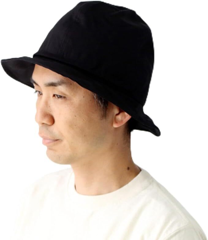 <XLサイズ><ブラック>山高バケットハット メンズ おしゃれ Regnuu コットン ツイル ヤマタカ 帽子 日本製拍卖