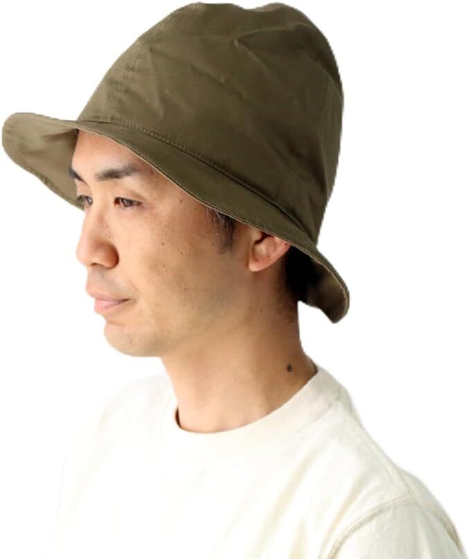 <Lサイズ><カーキ>山高バケットハット メンズ おしゃれ Regnuu コットン ツイル ヤマタカ 帽子 日本製拍卖