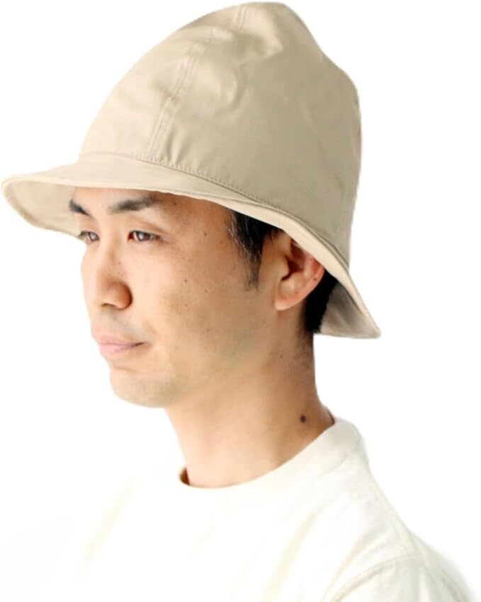 <Lサイズ><ベージュ>山高バケットハット メンズ おしゃれ Regnuu コットン ツイル ヤマタカ 帽子 日本製拍卖