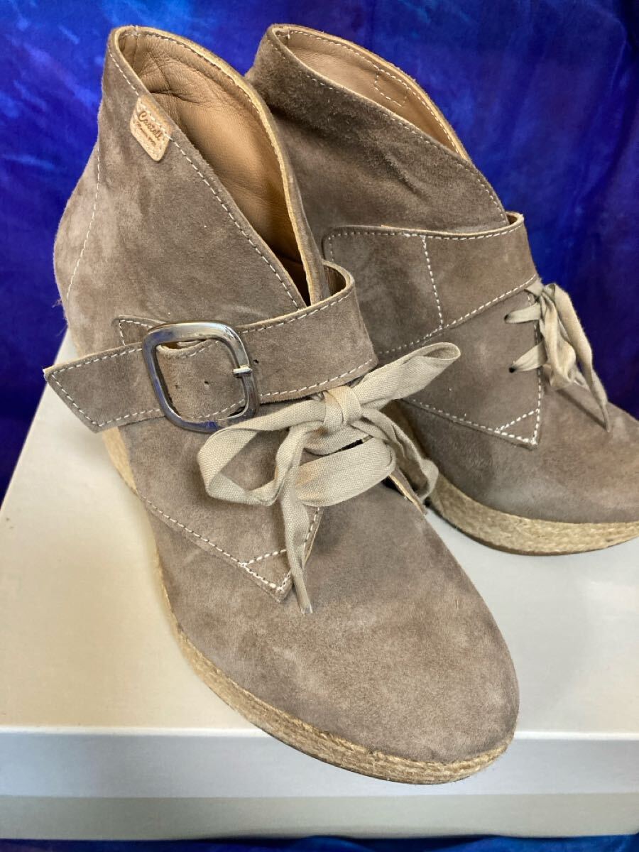 【期間限定値下げ】Castell スエード エスパドリーユ ヒール付き ブーティ サイズ37 23〜23.5センチ 本革 スペイン製【美品】拍卖