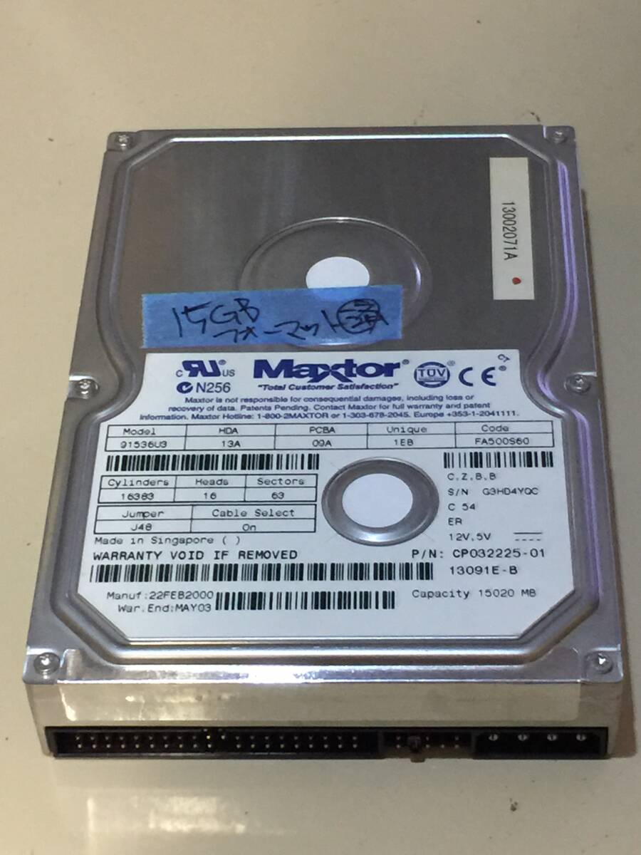 170サイズ詰め放題/未チェックジャンク扱い/maxtor 3.5インチ ide hdd 91536u3 15gb クイックではないフォーマット済み拍卖