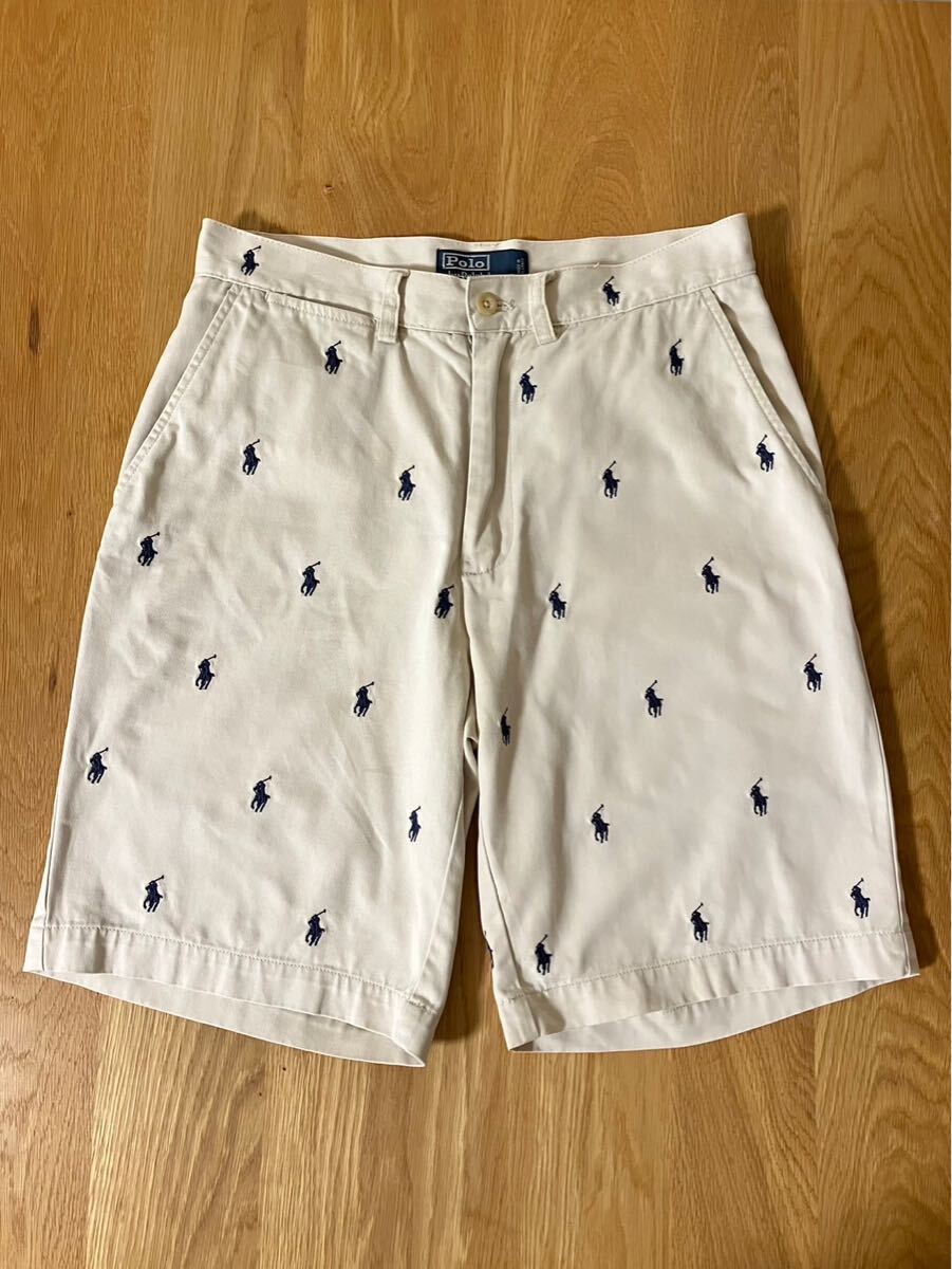 90s00s Ralph Lauren ラルフローレン ショートパンツ ベージュ系×(総柄ポニー刺繍) W28 PROSPECT SHORT 拍卖