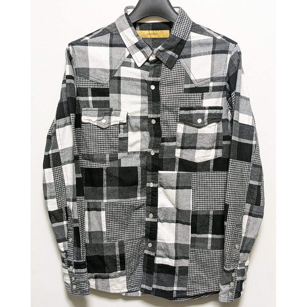 BACK BONE 14AW パッチワークウエスタンネルシャツ M 定価30,240円 部分ディアスキン レザー バックボーン拍卖