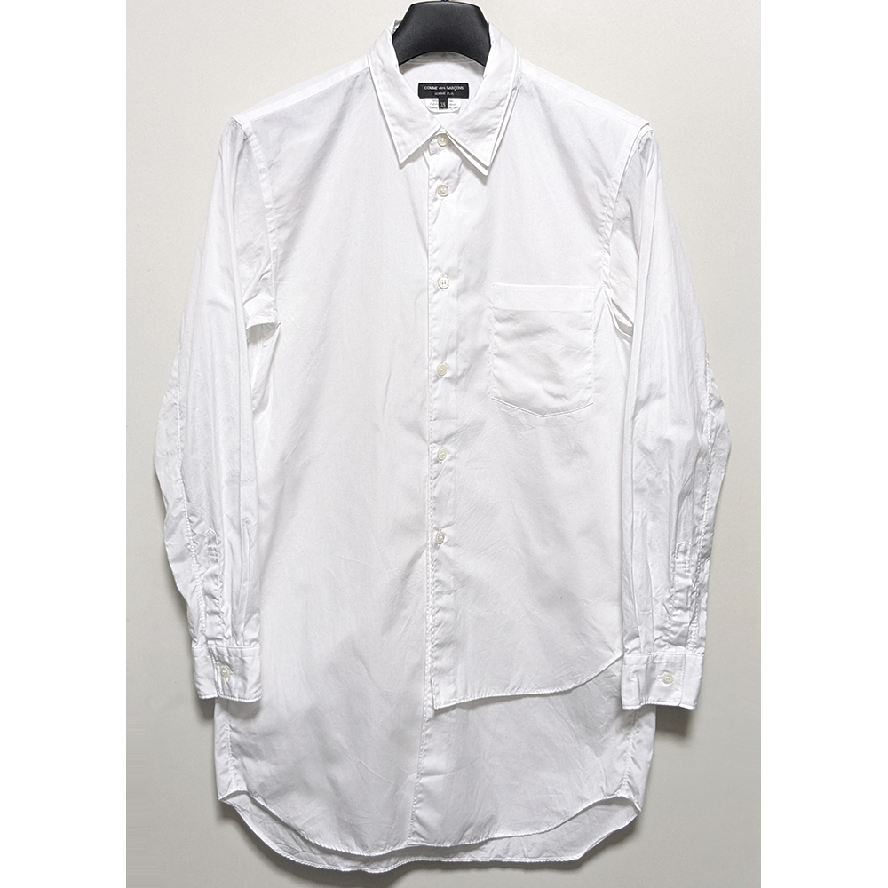 COMME des GARCONS HOMME PLUS 19AW ドッキングレイヤードセミロングシャツ XS 新品同様 白 コムデギャルソンオムプリュス拍卖