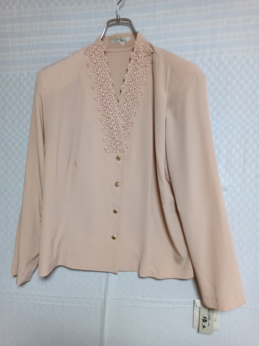 12359 ★★ おしゃれの積木 ブラウス・シャツ 日本製 サイズ15号 ピンク 新品拍卖