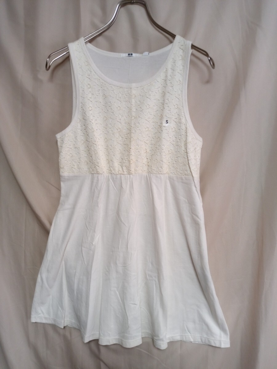 12532 ★★ ユニクロ レース切替ノースリーブチュニック サイズS 定価1500円 新品拍卖