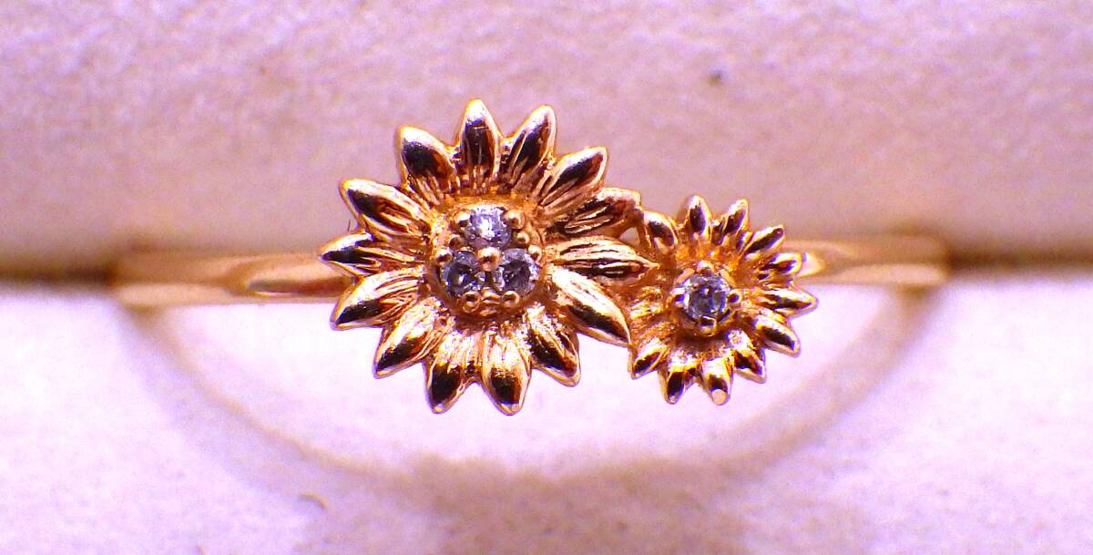 【#15715】 TOCCA K10 リング 13号 約1.3g mD0.01ct 花モチーフ ゴールド 金 アクセサリー ファッション拍卖