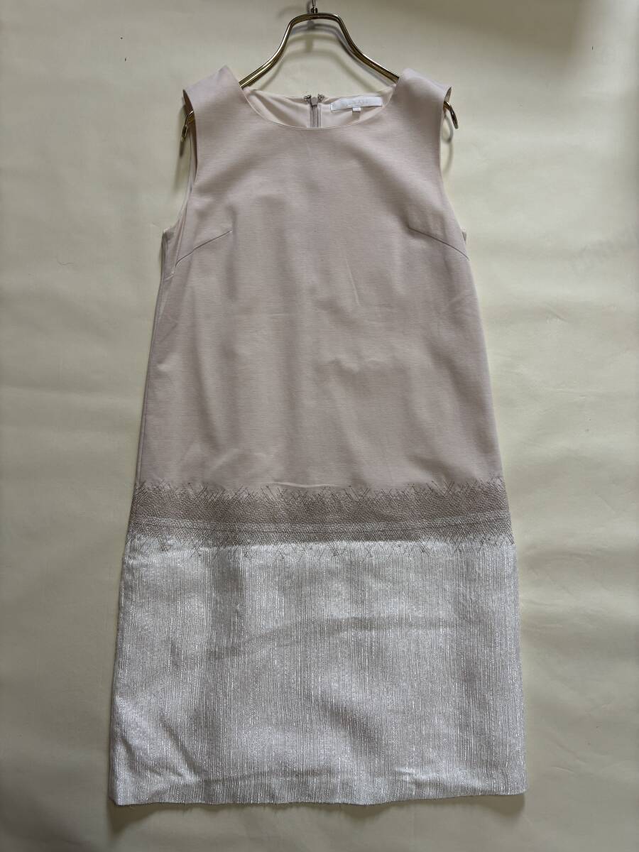 アナイ ANAYI ワンピース フォーマル セレモニー 刺繍 38 膝丈 ノースリーブ 結婚式 二次会 華やか レディース女性用 qkq拍卖