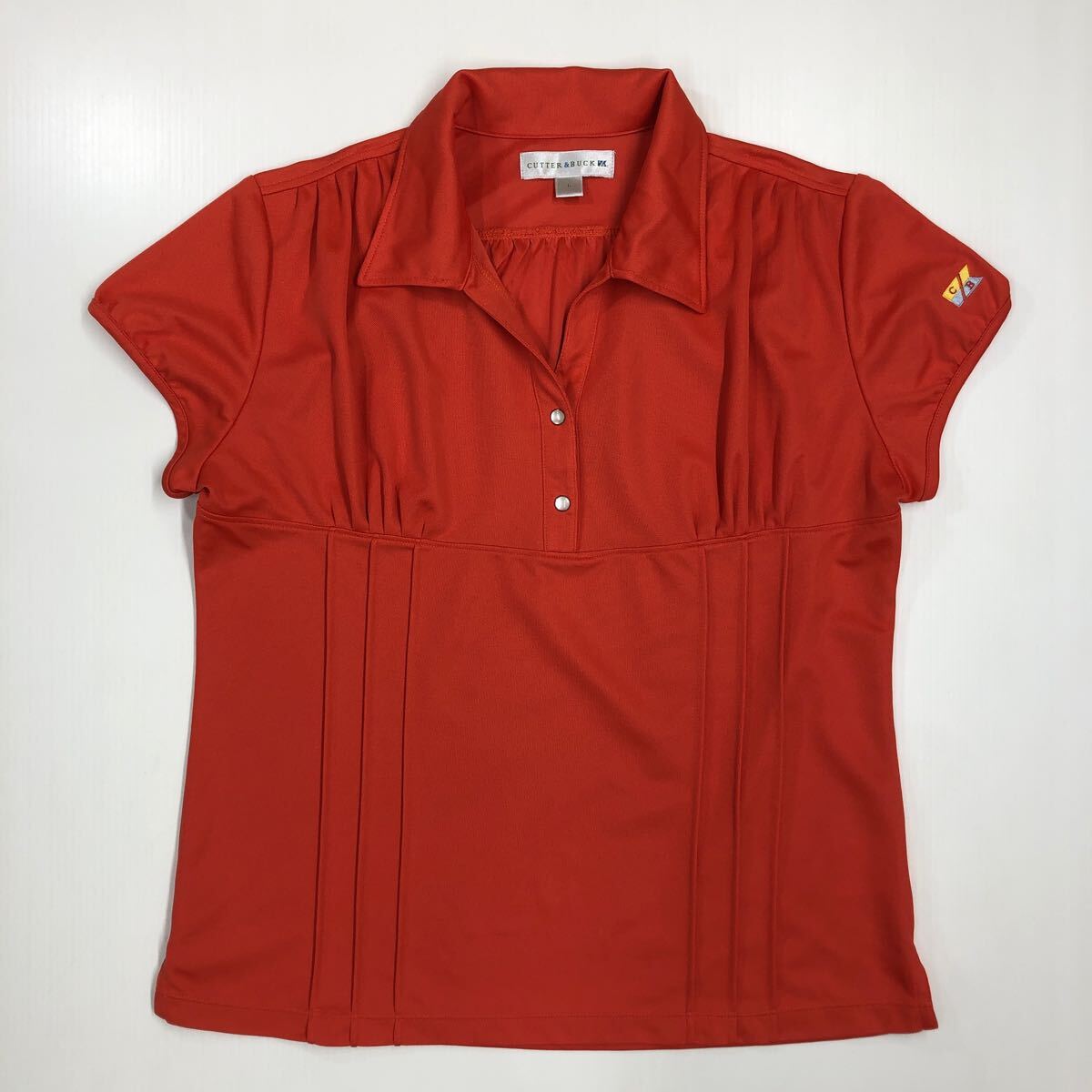 CUTTER&BUCK カッターアンドバック 半袖ポロシャツ ゴルフ オレンジ レディース Lサイズ 45-27拍卖