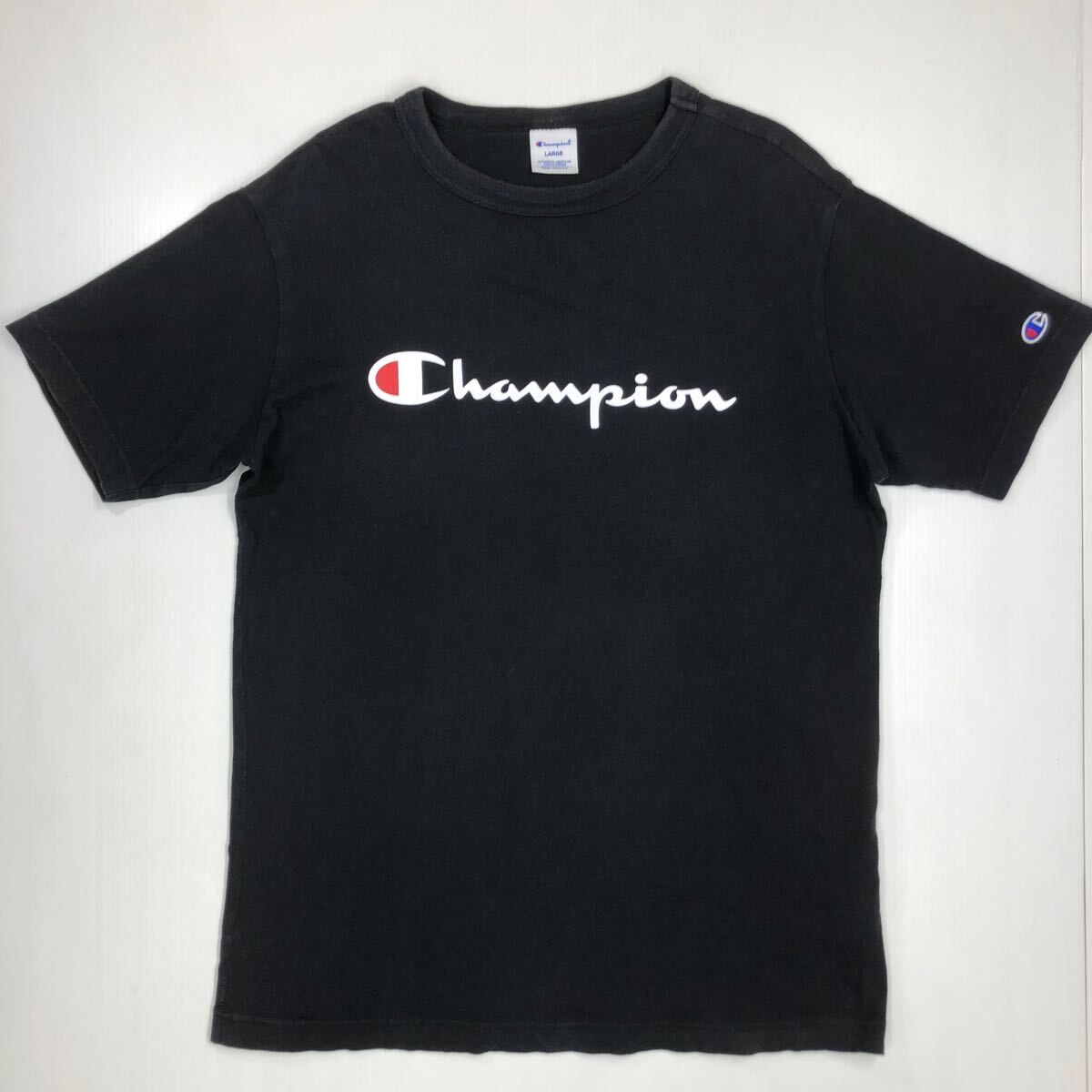 champion チャンピオン 半袖Tシャツ ブラック ロゴプリント メンズ Lサイズ 45-29拍卖