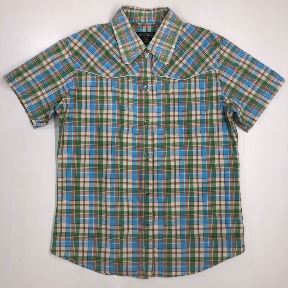 WOOLRICH ウールリッチ 半袖ウエスタンシャツ チェック柄 レディース Lサイズ 45-90拍卖