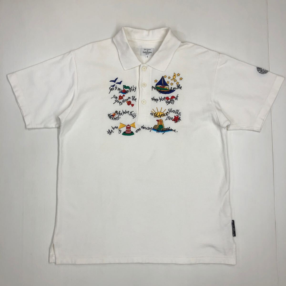 CASTELBAJAC SPORT カステルバジャック スポーツ 半袖ポロシャツ ホワイト 刺繍 メンズ サイズ2 45-104拍卖